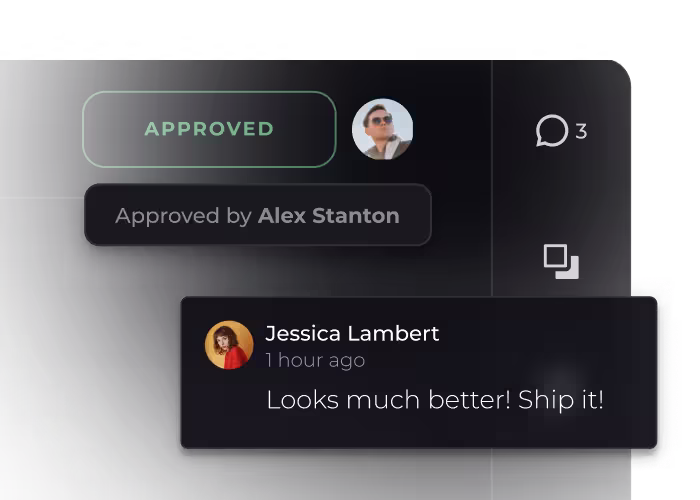 Sherlo web app review screen showing an approved change with a 'looks much better' comment